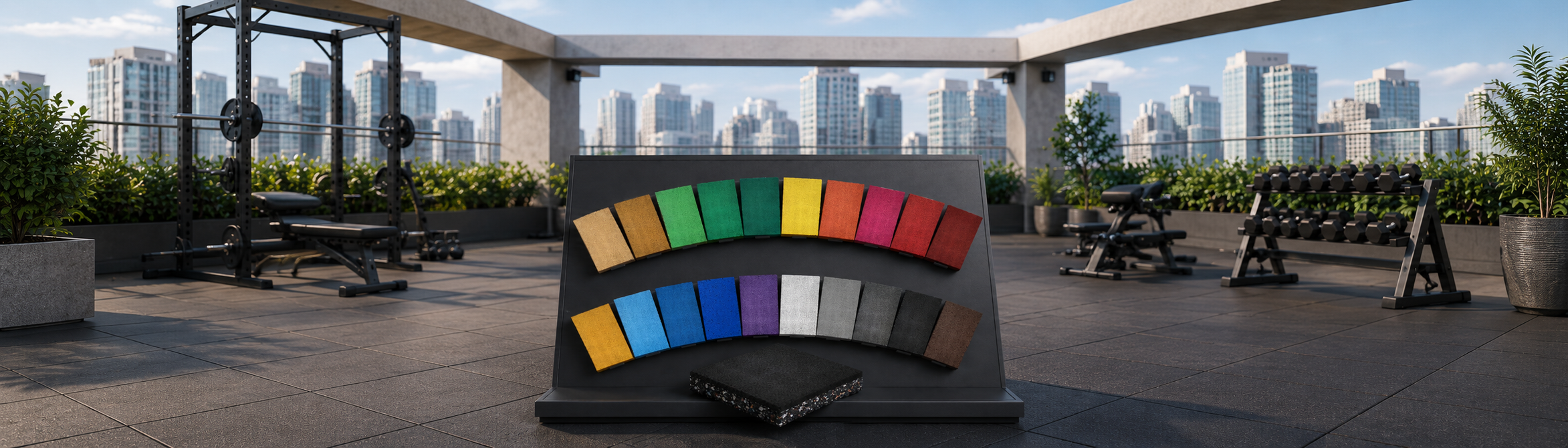 ตัวอย่างสีแผ่นพื้นยางกลางแจ้ง 12-20 สี